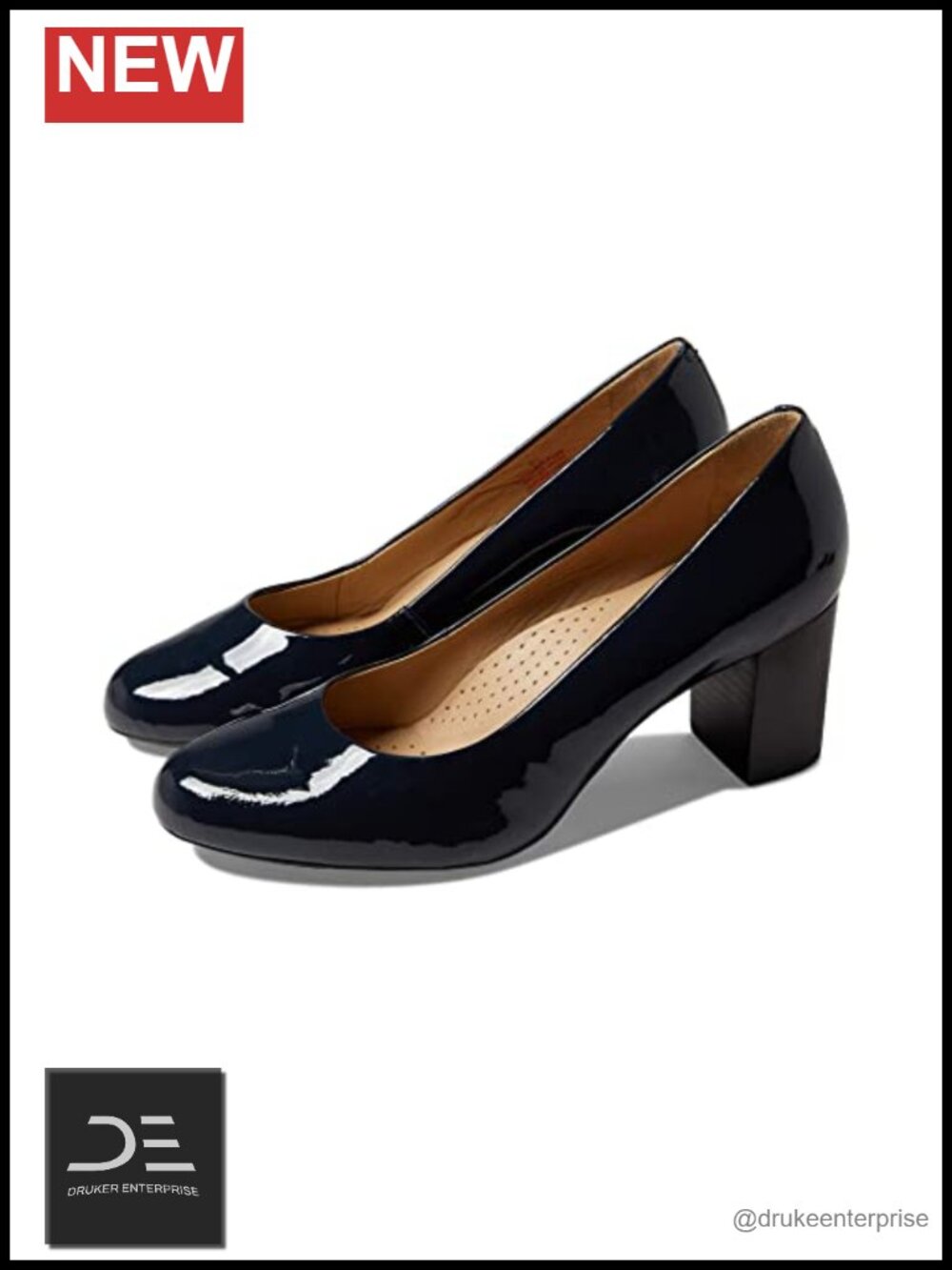 Women's Leather Block Heel Pumps Slip-On Cushioned Walking Shoes